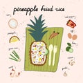 Thai food Pineapple fried rice hand drawing. Royalty Free Stock Photo