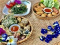 Thai food placed on a tray. Royalty Free Stock Photo