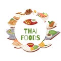 Thai food poster with thailand cuisine vector illustration, Tom Yam Goong, asian food ,thai spicy dishes.