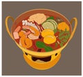 Thai food recipe instant pot illustration.Tom yum kung hot pot style. Royalty Free Stock Photo