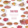 Thai food restaurant advertising with asian dishes