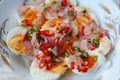 Thai food, salad, boiled egg, chilli and red onion, herbs Royalty Free Stock Photo