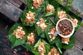 Thai food,Savoury leaf wraps,Miang Kham Royalty Free Stock Photo