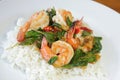 Thai Food Spicy Basil Shrimp Fried with Rice (Krapao Kung)