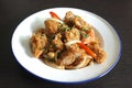 Thai food, Spicy crispy deep-fried chicken salad or Thai name is Yum Kai Zap