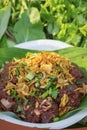 Thai food, spicy minced pork salad Larb Moo