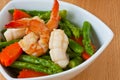 Thai food, Stir-fried asparagus with seafood