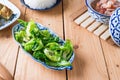 Thai food, Stir fried Cabbage with Oyster sauce , Acacia Pennat Royalty Free Stock Photo