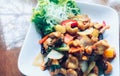 Thai food, stir-fried chicken with cashew nuts Royalty Free Stock Photo