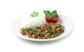 Thai Food Stir-Fried Chicken Spicy and Basil Royalty Free Stock Photo