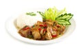 Thai food stir-fried crispy pork spicy and Thai basil Royalty Free Stock Photo