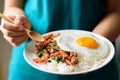 Thai food, stir-fried holy basil with minced pork Royalty Free Stock Photo