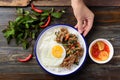 Thai food Pad Kaprao Moo Kai Dao Royalty Free Stock Photo