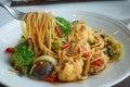 Thai food style Spaghetti Pad Kee Mao,