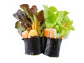 Thai food style,Top view rolled hydroponic vegetable salad.