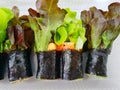 Thai food style,Top view rolled hydroponic vegetable salad.