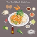 Thai food (Thai Fried Noodle With Prawn)