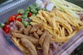 Thai food : Thai-style bento box, easy to find in the morning before going to work.