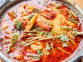 Thai food, tom yam kung, hot and sour soup with prawns Royalty Free Stock Photo