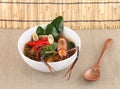 Thai food tom yam soup with shrimp in a Bowl.(Tom yum Kung) Royalty Free Stock Photo