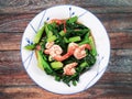 Thai food, Thai traditional food, Kale shrimp oyster, Stir fried Royalty Free Stock Photo