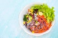 Thai food vegetable salads on salads bowl with fresh vegetable fruit nuts and grains for healthy food mixed vegetable salad Royalty Free Stock Photo