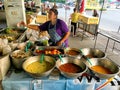 Thai food vendor lady at Paknampran market Hua Hin, Thailand December 22, 2018 Royalty Free Stock Photo