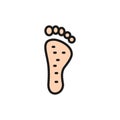 Thai foot massage, foot acupuncture flat color line icon.