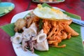 Thai fried macaroni with squid and shrimp ,Thailand