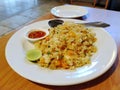 Thai fried rice, lemon, fish source