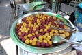 Thai Fried sweet potato ball and purple sweet potato ball for se