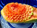 Papaya fruit beautiful creative Thai original carving Royalty Free Stock Photo