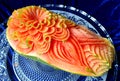 Papaya fruit beautiful creative Thai original carving Royalty Free Stock Photo