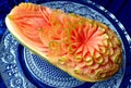 Papaya fruit beautiful creative Thai original carving Royalty Free Stock Photo