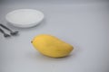 Yellow Mango fruit with white background and path. Isolate Royalty Free Stock Photo