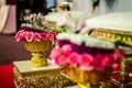 Thai garlands in a Thai wedding ceremony, decorations and artifacts Royalty Free Stock Photo