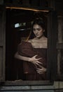 Thai ghost legend Mae Nak Phra Khanong holding her baby Royalty Free Stock Photo