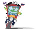 Thai giant action on taxi , Say Tuk Tuk, cartoon character cute acting design