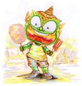 Thai Giant cartoon in temple festival show dessert Royalty Free Stock Photo