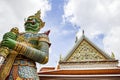 thai giant statue in wat arun temple most popular traveling destination and bright sky