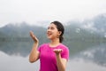 Thai girl enjoy her lifestlye and happy with air bubbles Royalty Free Stock Photo