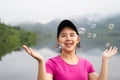 Thai girl enjoy her lifestlye and happy Royalty Free Stock Photo