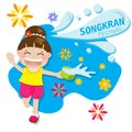 Thai girl happy splash water playing for Songkran festival in Thailand for Thai New Year during hot summer Royalty Free Stock Photo