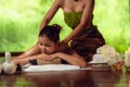 Thai girls therapist body spa massge and lying relaxation in business massaging and salon shop., Pretty attractive asian woman is