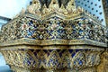 Thai Glass Mosaic wall decorative ornament from colorful glass in Wat Pho Temple, Bangkok Thailand