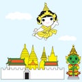 Thai Goddess Of Lightning Flying Over Temple of Emerald Buddha i Royalty Free Stock Photo