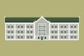 Thai Goverment buildings on street flat design.Old historic building.Classic house isolated background