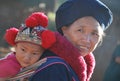 The Thai grandmother and grandson in traditional dresses