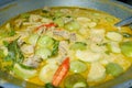 Thai Green curry with chicken Kang Keaw Wan Gai ,Top views. Royalty Free Stock Photo