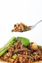 Thai ground pork salad, Spicy minced pork and pork liver salad. (Larb Mu) Royalty Free Stock Photo